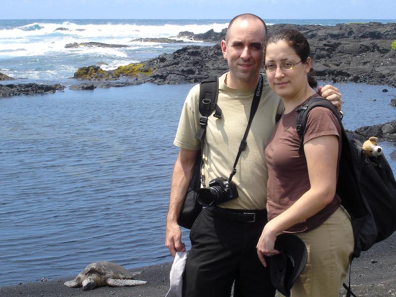 Us with a Sea Turtle at Punalu'u, Big Island