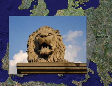 Map of Europe with Budapest highlighted
